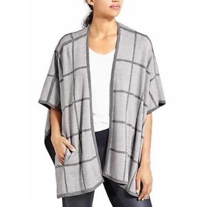 Dakota Grey Windowpane Plaid Reversible Poncho